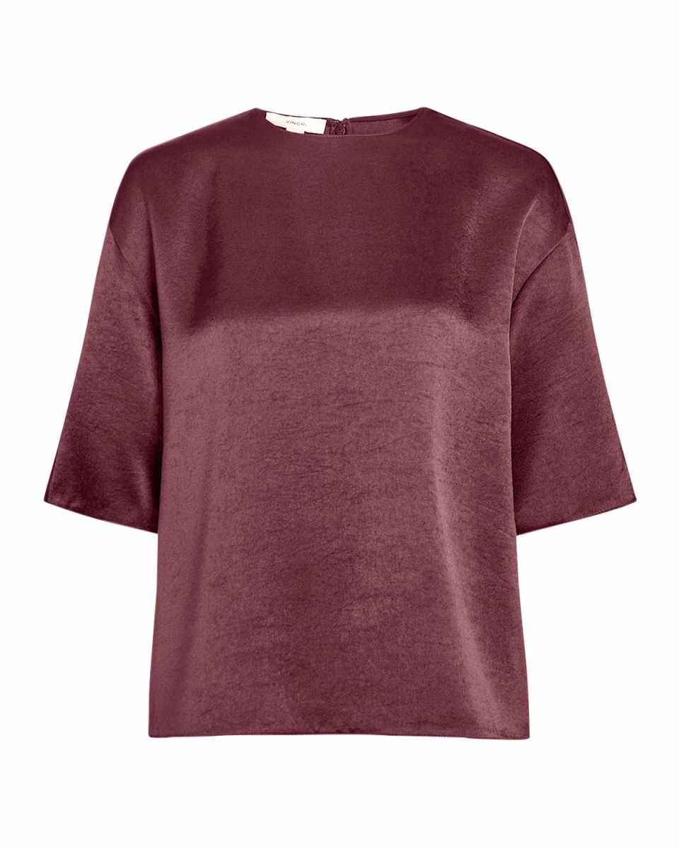 Satin Short-Sleeve Blouse